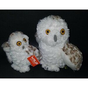 2 Wild Republic Snowy Owl Plush White Stuffed Animal 8" 11" Toy Bird Yellow Eyes